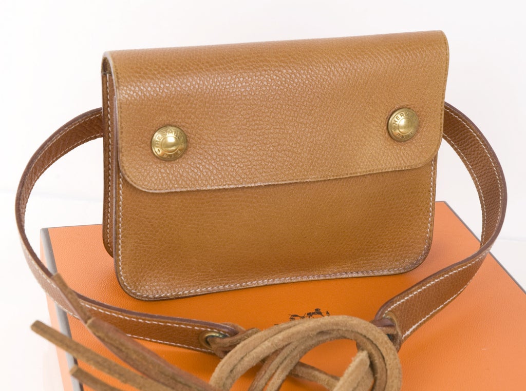 Women's 80's Hermes Waist Belt Bag Pochette with Box
