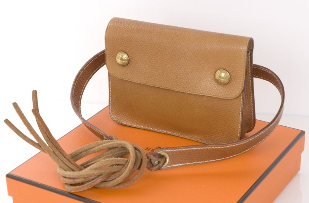 80's Hermes Waist Belt Bag Pochette with Box 4