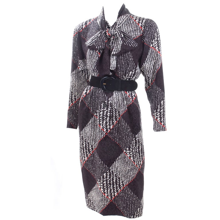 Vintage Givenchy Couture Jacquard Silk Dress For Sale
