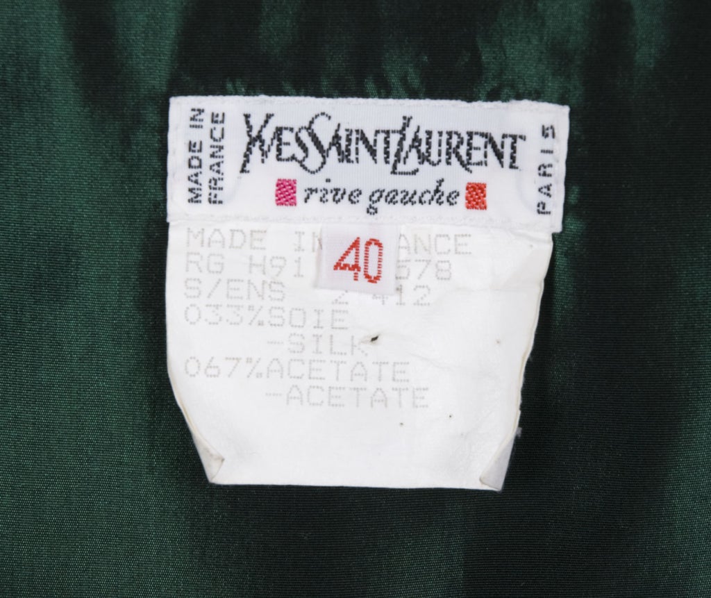 Yves Saint Laurent Green Silk Taffeta Gown and Stole For Sale 4