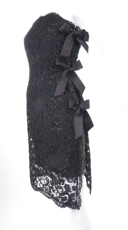 Black 1987 Yves Saint Laurent Strapless Cocktail Dress For Sale