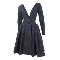1991 Yves Saint Laurent Black Taffeta Dress.