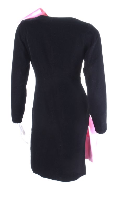 Yves Saint Laurent Black Velvet and Pink Satin Iconic Dress For Sale 3