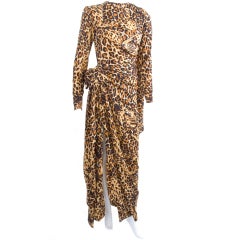 Vintage Iconic Yves Saint Laurent Leopard Print Gown.