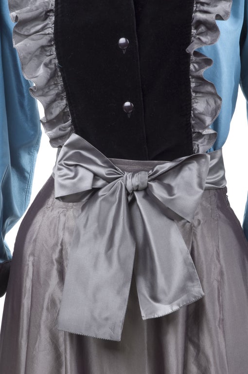 Women's 1982 Yves Saint Laurent Taffeta and Velvet 2 piece Gown For Sale