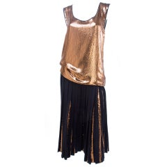 Valentino Top and Skirt Cocktail Ensemble Black and Copper