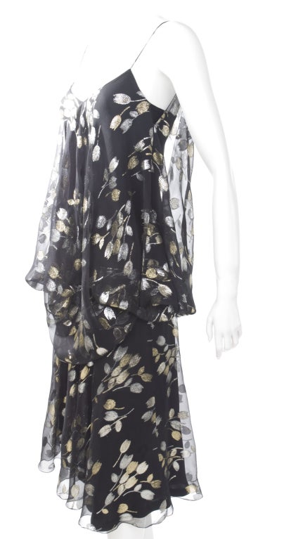 Black Stravropoulos Silk Chiffon Cocktail Dress For Sale