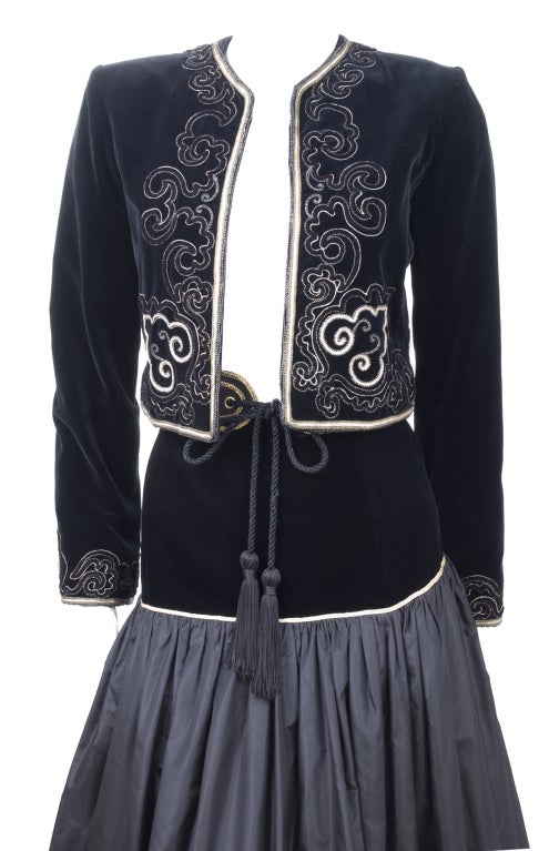 Yves Saint Laurent Evening Taffeta Skirt with Bolero Jacket For Sale 1