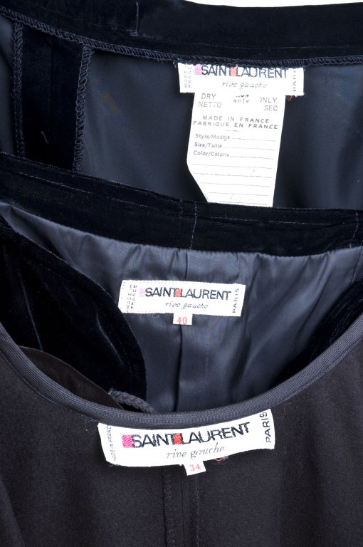 Yves Saint Laurent Taffeta Skirt with Velvet Bustier and Cape For Sale 3