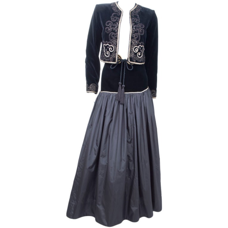 Yves Saint Laurent Evening Taffeta Skirt with Bolero Jacket For Sale
