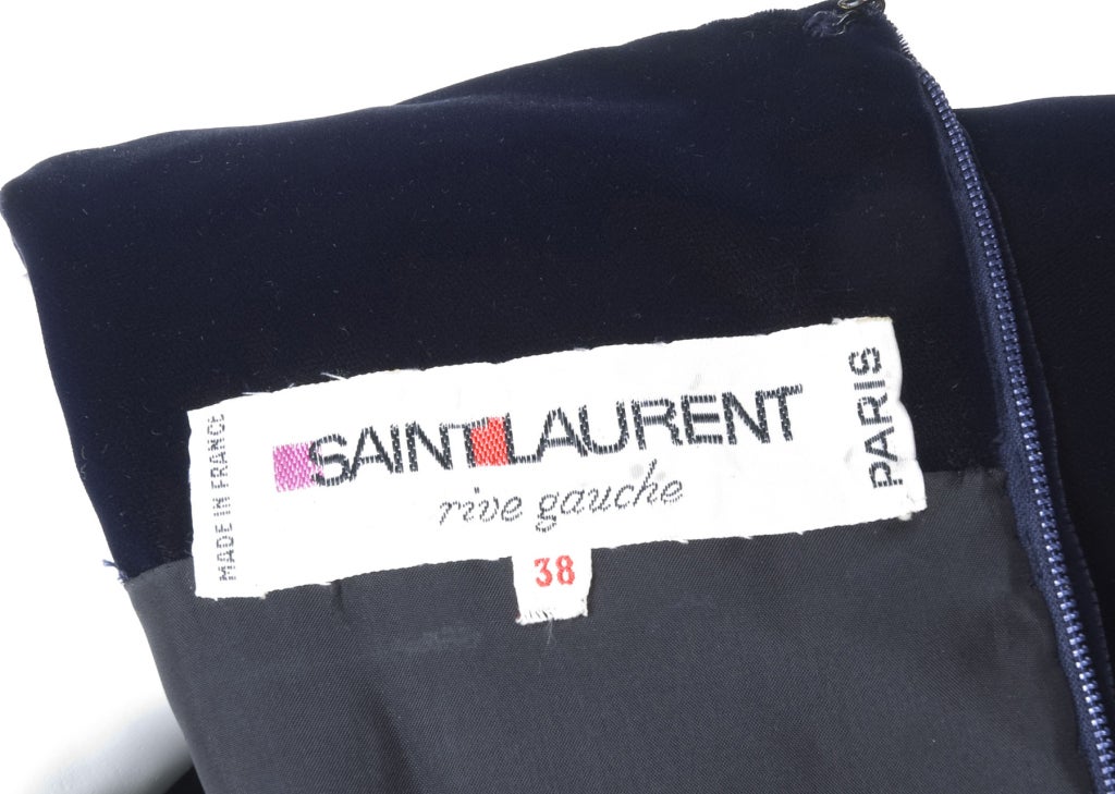 Yves Saint Laurent Navy Velvet Suit with Belt/Scarf For Sale 1