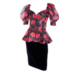 Vintage 90's Yves Saint Laurent Silk Blouse and Velvet Skirt 11