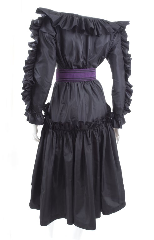 Yves Saint Laurent Blouse and Skirt Taffeta Silk Dress, 1981  For Sale 2