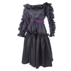 Yves Saint Laurent 1981 Blouse and Skirt Taffeta Silk Dress 11