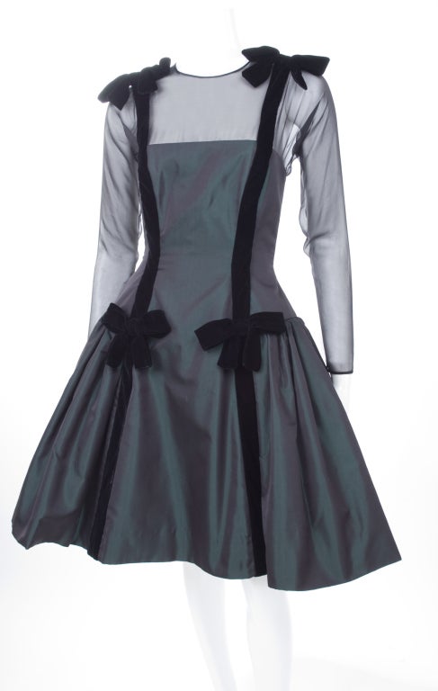 Black Oscar de la Renta Silk Taffeta Dress For Sale
