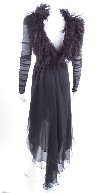 Yves Saint Laurent Chiffon and Feather Gown For Sale 2