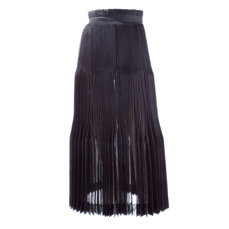 80's Issey Miyake Black Sculptural Chiffon Skirt