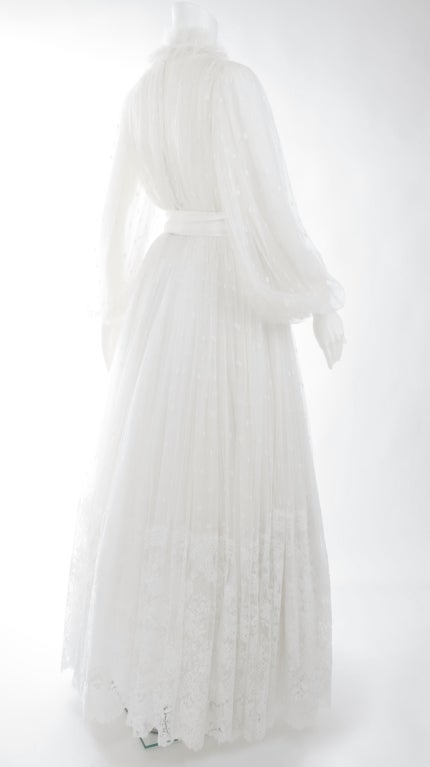 Women's Vintage 1970's Jean-Louis Scherrer Calais Lace Wedding Gown For Sale