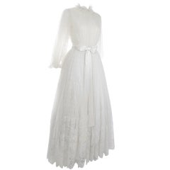 Vintage 1970's Jean-Louis Scherrer Calais Lace Wedding Gown