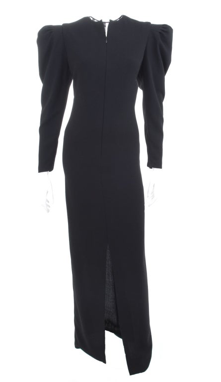 Vintage 80's James Galanos Black Evening Dress with Lace Back. In Excellent Condition For Sale In Hamburg, Deutschland