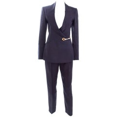 90's Claude Montana Navy Linen Suit