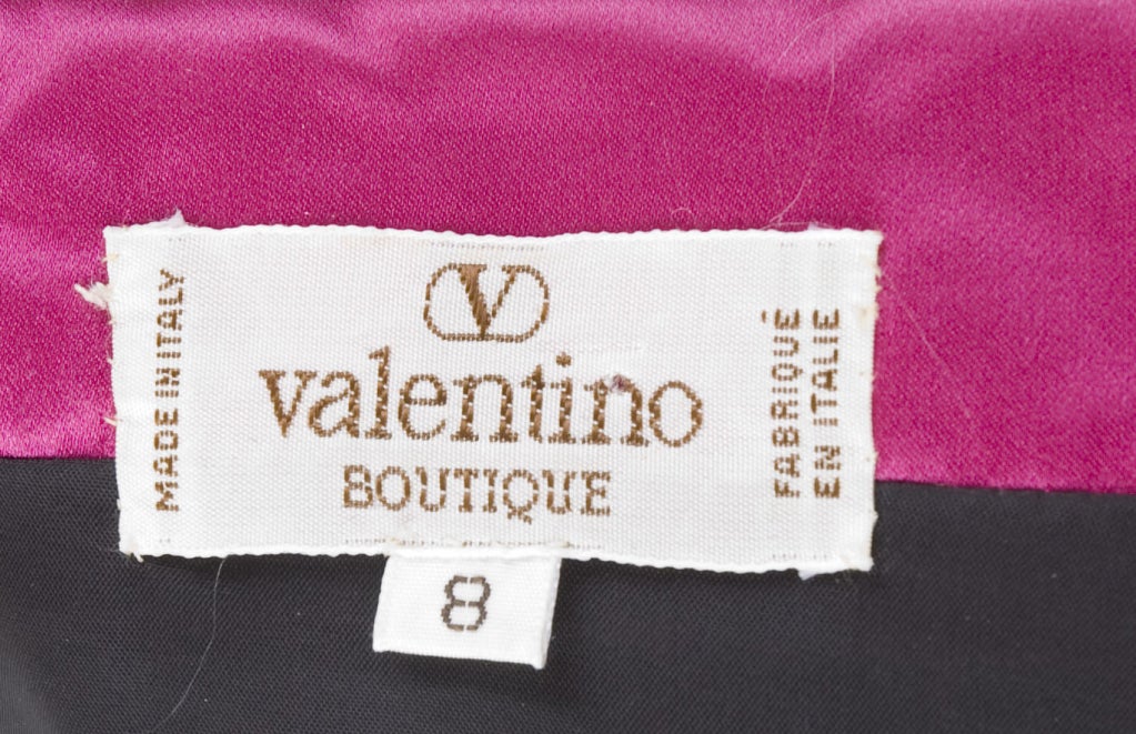 Vintage Valentino Boutique Black Velvet & Pink Satin Cocktail Dress For Sale 6