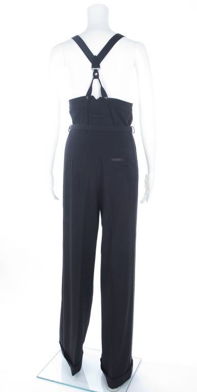 Women's 90's Jean Paul Gaultier Black Pants with Suspenders