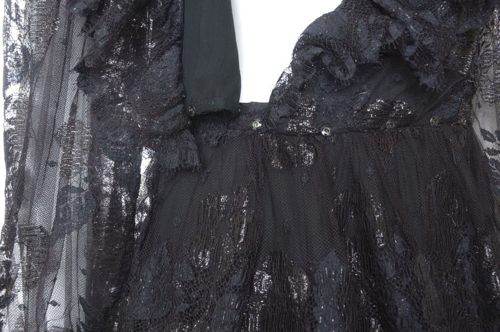 Vintage Jean Louis Scherrer Boutique Black Lace Cocktail Dress For Sale 4