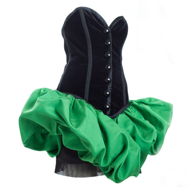 1986 Yves Saint Laurent Bustier Dress with Balloon Skirt For Sale