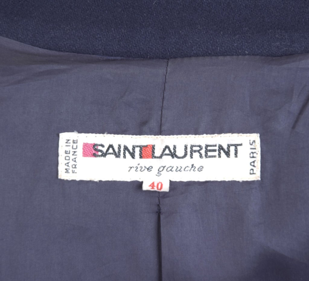 80's Le Caban Navy Yves Saint Laurent Pea Coat at 1stDibs