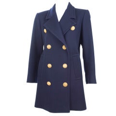 Vintage 80's Le Caban Navy Yves Saint Laurent Pea Coat