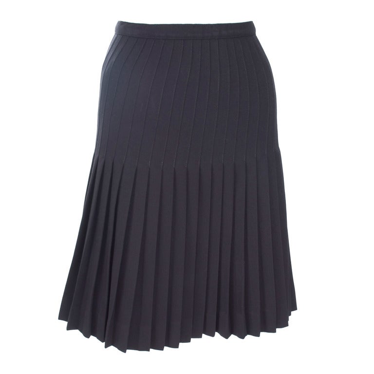 Vintage 80's Valentino Boutique Black Pleated Skirt For Sale