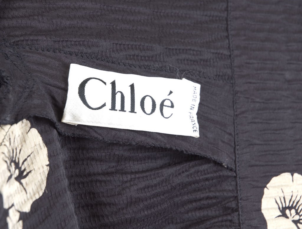 1982 Chloe Black and Creme Silk Wrap Dress For Sale 4