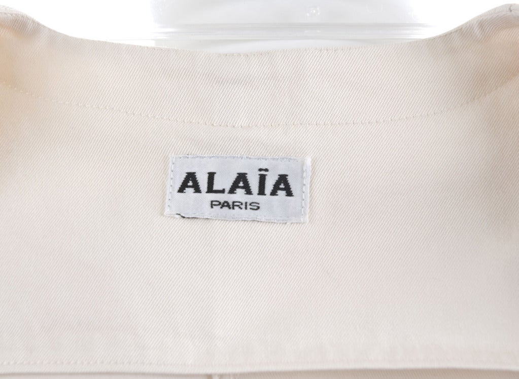 Ikonische Alaia-Safari-Jacke aus Baumwolle, 80''s im Angebot 3