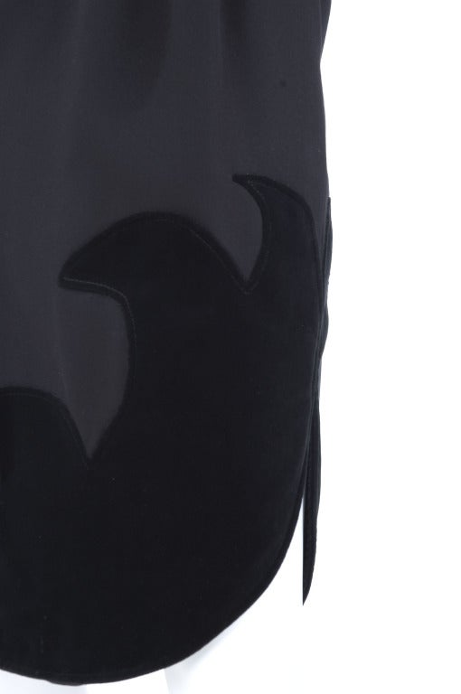 Women's 80's Valentino Boutique Black Skirt with Velvet Detailing For Sale