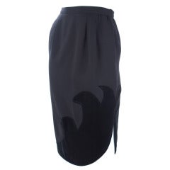 80's Valentino Boutique Black Skirt with Velvet Detailing