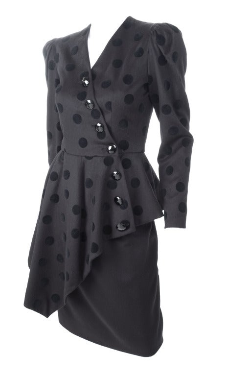 Lanvin Black Skirt Suit with Asymmetrical Jacket In Excellent Condition For Sale In Hamburg, Deutschland