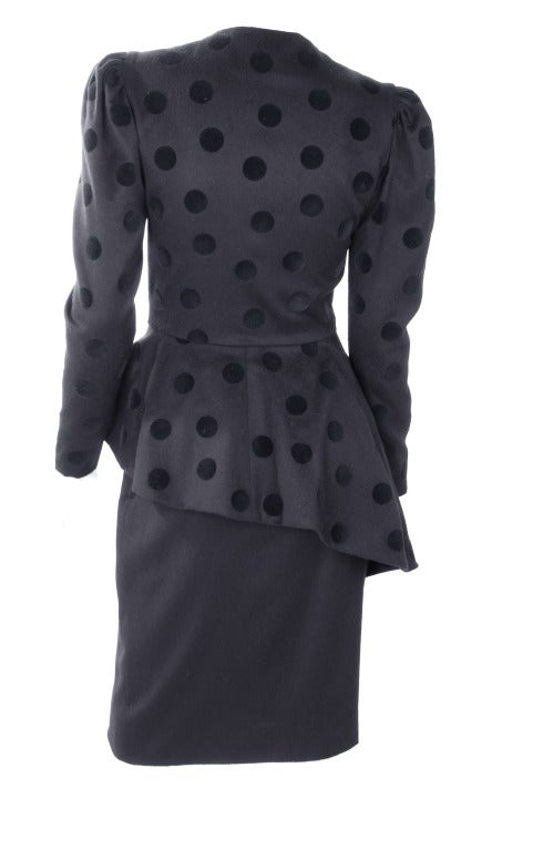 Lanvin Black Skirt Suit with Asymmetrical Jacket For Sale 3
