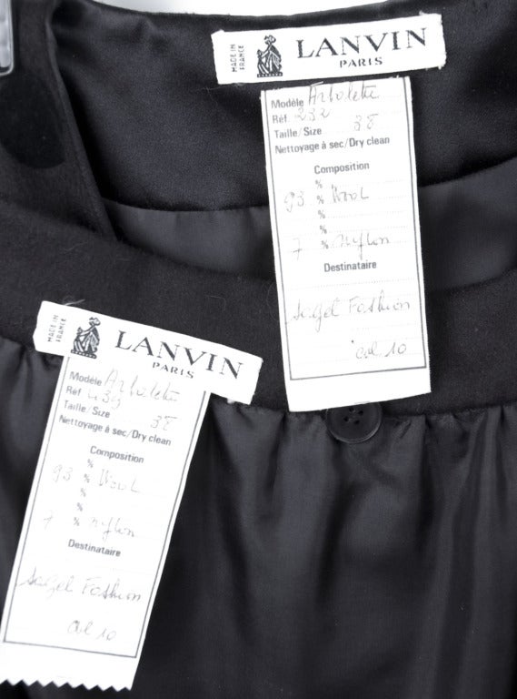 Lanvin Black Skirt Suit with Asymmetrical Jacket For Sale 4