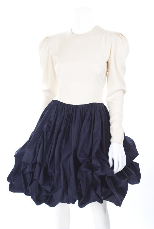 Carolina Herrera Balloon Skirt Silk Dress For Sale 1