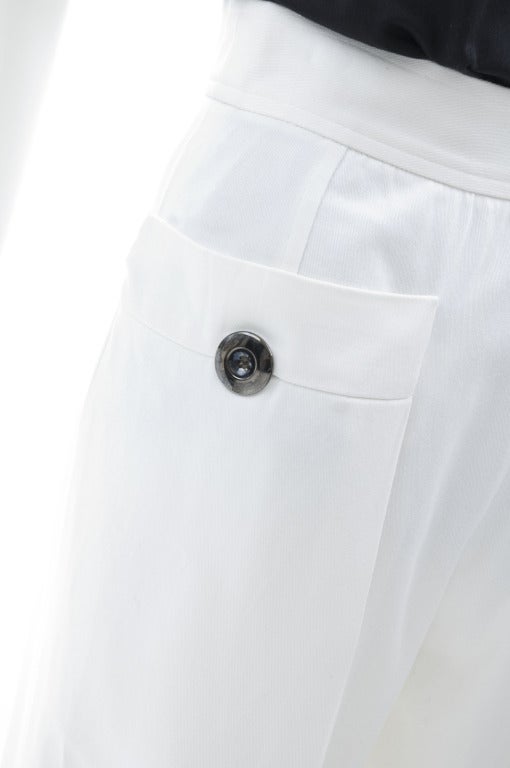 80's Yves Saint Laurent Black Blouse White Pants For Sale 2