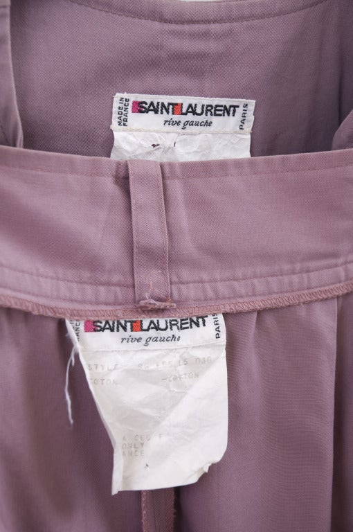 Late 70's Yves Saint Laurent Cotton Suit For Sale 4
