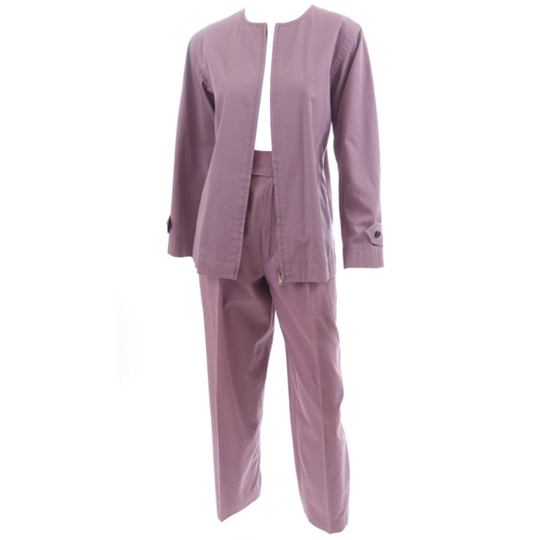 Late 70's Yves Saint Laurent Cotton Suit For Sale