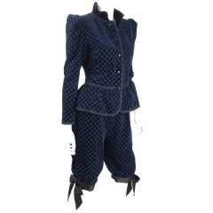 Yves Saint Laurent Navy Velvet Knee Breeches Suit