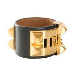 Hermes Collier De Chien Gold in Dark Green Leather Hermes Collier De Chien Gold in Dark Green Leather