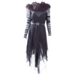 1993 Yves Saint Laurent Chiffon and Feather Gown. 11