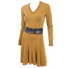 Alaia Knit 2 Piece Dress and Black Leather Belt.