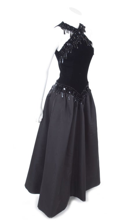 Black 80's Givenchy Couture Gown For Sale