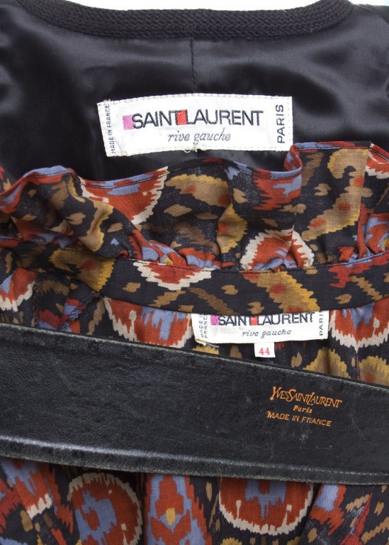 Vintage Yves Saint Laurent Wool Muslin Dress & Black Wool Jacket. For Sale 5