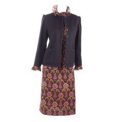 Vintage Yves Saint Laurent Wool Muslin Dress & Black Wool Jacket. 8
